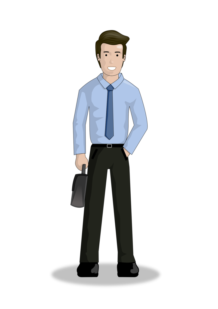 commercial avec chemise et cravate