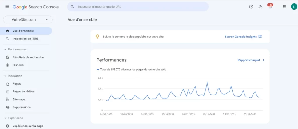 Vue d'ensemble google search console