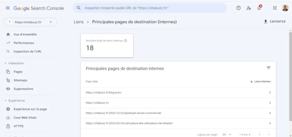rapport sur les liens google search console