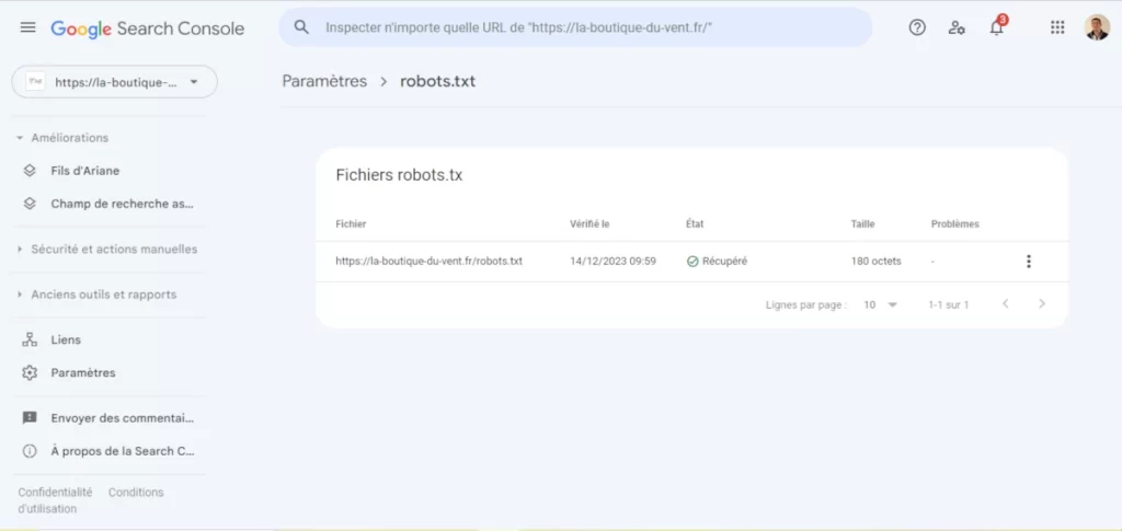nouveau rapport robots.txt dans la se 